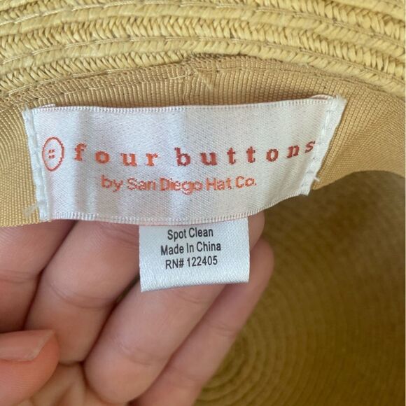 Four buttons  hello sunshine sun/ beach hat 100% paper straw - Picture 4 of 9